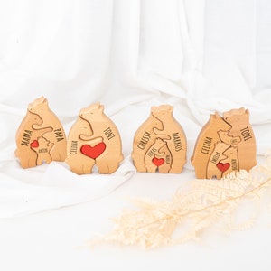 Cadeau fête des pères, famille, famille ours, cadeau famille, cadeau de pendaison de crémaillère, puzzle familial, cadeau de mariage image 1