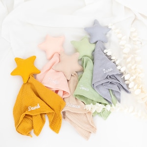 Star Snuggle Blanket, Personalized Comfort Cloth, Baby Comfort Blanket, Cuddly Toy for Babies, Baby Gift for Birth, Cuddle Blanket