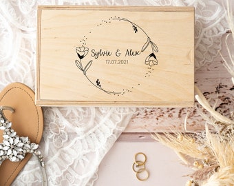 Erinnerungskiste Hochzeit, Holzkiste personalisiert, Erinnerungsbox Paare, Erinnerungskiste Erwachsene, Jahrestag Geschenk