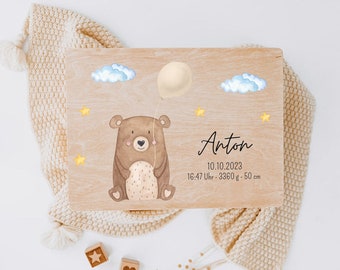 Baby Erinnerungskiste, Baby Erinnerungsbox, Erinnerungskiste personalisiert, Babygeschenk Geburt, Holzkiste personalisiert, Taufe