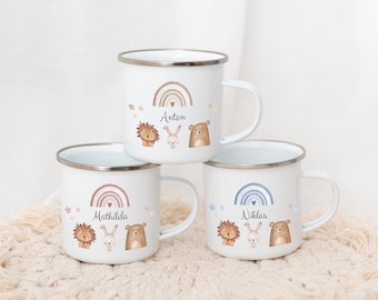 Emaille Tasse personalisiert, Kindertasse, Kindergarten Tasse, Tasse Kinder, Kindergeschenke, Emaille Becher mit Name