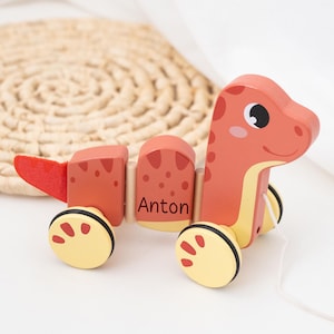 Nachziehtier personalisiert, Babygeschenk Geburt, Babyspielzeug, Taufgeschenk Junge, Nachziehspielzeug, Ostergeschenk Kinder