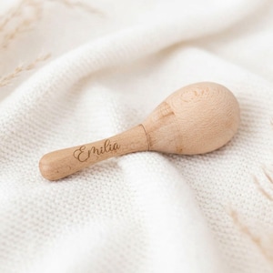 Personalized baby rattle, children's rattle, wooden rattle, baby rattle, stick rattle, maracas baby rattle, baby musical gift, baby rattle