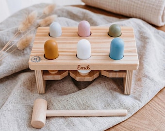Montessori Spielzeug, Spielzeug 1 Jahr, Klopfbank, Geschenk 1. Geburtstag Junge, Holzspielzeug, Geschenk Junge 1 Jahr, Taufgeschenk