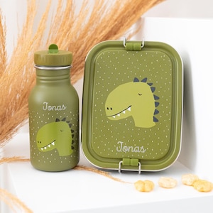 Kindergartenset mit Namen, Trinkflasche und Brotdose, Brotdose Edelstahl, Trinkflasche personalisiert, Trixie Trinkflasche