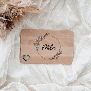 Frühstücksbrettchen Kinder, Holzbrett mit Gravur, Personalisiertes Geschenk Baby, Holzbrett mit Gravur, Babygeschenk, Vesperbrett Kind