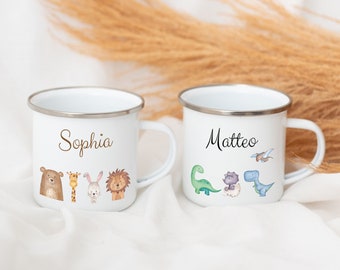 Cup children personalized, enamel cup children, children's cup, children's mug, children's birthday gift, kindergarten, enamel mug