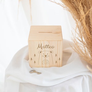 Spardose personalisiert, Spardose Kind, Spardose Holz, Taufe Geschenk, Spardose Gravur, Personalisierte Spardose, Taufe, Geburt