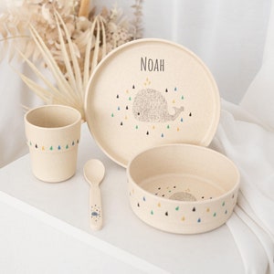 Geschirr Set Wal personalisiert, Geschirr Set, Kinder Geschirr personalisiert, Baby Junge, Kinder Geschirrset, Junge Geschenk