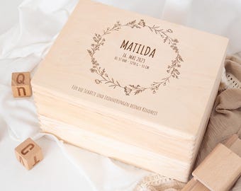 Erinnerungskiste Baby, Erinnerungsbox Baby Mädchen, Geburt Geschenk Mädchen, Holzkiste Baby, Taufe Geschenk Mädchen, Holzbox Mädchen