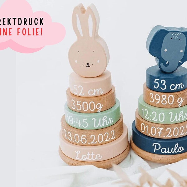 Babygeschenk Geburt, Geschenk Geburt, Stapelturm personalisiert, Personalisiertes Geschenk Baby, Baby Geschenk personalisiert