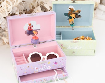 Jewelry box with music box, jewelry box with lid, jewelry box for girls, gift for girls, children's jewelry box