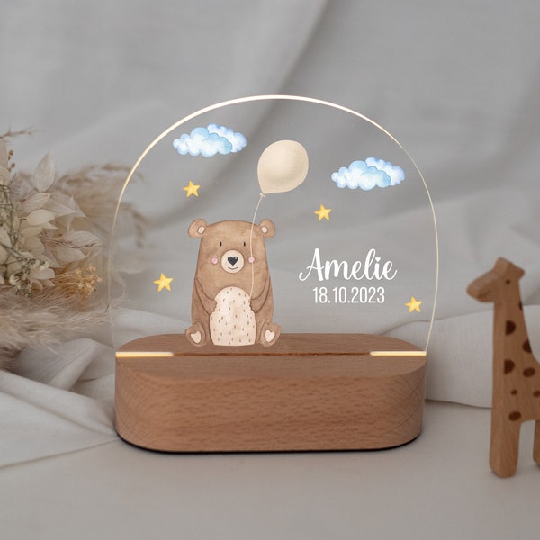 Personalisiertes Nachtlicht, Babygeschenk Junge, Kinderzimmer, Nachtlicht, Geschenk Geburt Junge, Kinderzimmer Deko