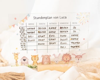 Timetable, washable timetable, back to school gift, acrylic timetable, school enrollment, timetable girl, timetable boy