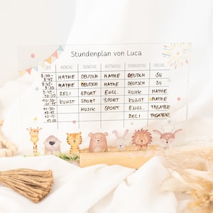 Stundenplan abwischbar Acrylglas, Stundenplan personalisiert, Einschulung Stundenplan, Stundenplan, Schulkind 2025