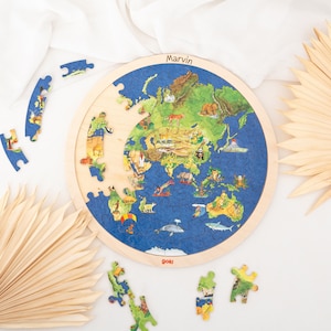 Weltkarte Kinder, Puzzle Kinder, Globus Kinder, Schulanfang Geschenk, Lernspiel Kinder, Montessori, Weltkugel Einlegepuzzle