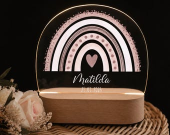 Nachtlicht Baby, Babygeschenke, Geburt, Taufe, Taufgeschenk, Geschenke zur Geburt, Kinderzimmer, Baby, Nachtlicht Regenbogen personalisiert