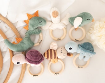 Babyrassel, Babygeschenke, Geschenk Geburt, Baby, Rassel, Taufe, Beißring personalisiert, Geburt Mädchen, Geburt Junge, Newborn