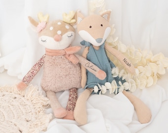 Kuscheltier personalisiert, Reh Kuscheltier, Kuscheltier Baby, Babygeschenke, Geburt, Taufe, Babyparty, Baby Stofftier, 1. Geburtstag Baby
