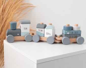 Geburtstagszug, Zug Geburt, Zug personalisiert, Holzzug personalisiert, Babygeschenk Geburt, Geschenk Geburt Junge