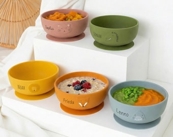 Schüssel Baby, Beikost Baby, Babygeschirr personalisiert, Silikon Geschirr Baby, Geburtsgeschenk, Baby 4 Monate Geschenk