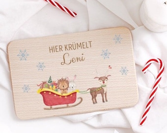 Weihnachtsbrett, Weihnachtsgeschenk Kinder, Frühstücksbrett personalisiert, Baby Geschenk Weihnachten, Nikolaus personalisiert