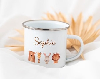 Cup children personalized, enamel cup children, children's cup, children's mug, children's birthday gift, kindergarten, enamel mug