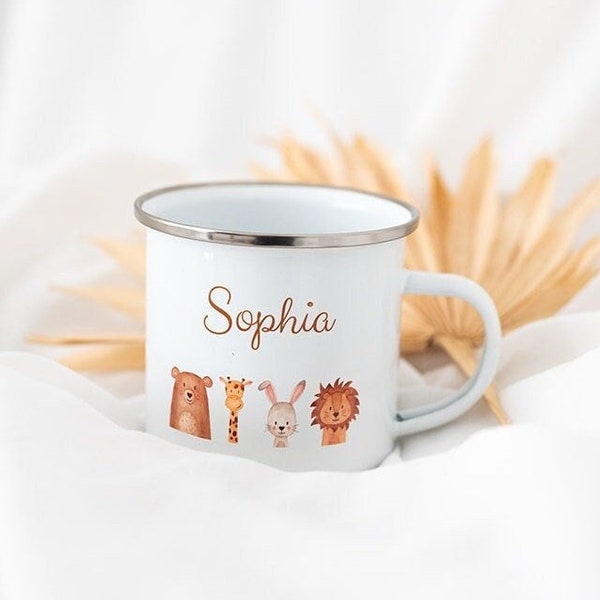 Tasse Kinder personalisiert, Emaille Tasse Kinder, Kindertasse, Kinderbecher, Kindergeburtstag Geschenk, Kindergarten, Emaille Becher