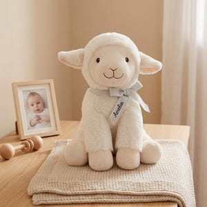 Ostergeschenk Kind, Lamm, Kuscheltier personalisiert, Schaf Kuscheltier, Kuscheltier Baby, Babygeschenke, Geburt, Taufe, 1. Geburtstag Baby
