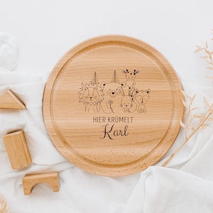 Frühstücksbrett personalisiert, Brettchen rund, Kinder Geschenk, Holzbrett rund, Personalisiertes Geschenk Kind, Taufe Brett