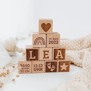 Wooden cube personalized, wooden cube birth, wooden cube baby, birth cube, wooden cube baptism, wooden block, building blocks personalized