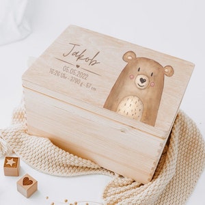 Erinnerungskiste Baby Löwe, Erinnerungskiste, Erinnerungskiste Kinder, Babygeschenke, Holzkiste personalisiert, Baby Erinnerungsbox Bär