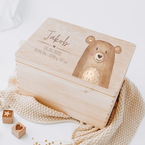 Erinnerungskiste, Erinnerungskiste Baby, Baby, Geschenk Geburt, Erinnerungsbox Baby, Taufgeschenk, Personalisiertes Geschenk Baby Bär