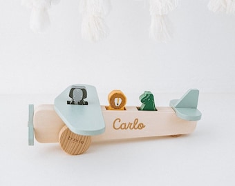 Flugzeug, Geschenk Geburt Junge, Baby gift, Junge 1 Jahr, Montessori Spielzeug, Geburtsgeschenk Junge, Baby Holzspielzeug, Fahrzeuge