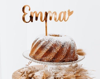 Cake topper Name, Tortendeko, Caketopper gold, Caketopper Geburtstag, Tortentopper, Caketopper Holz, Kuchendeko