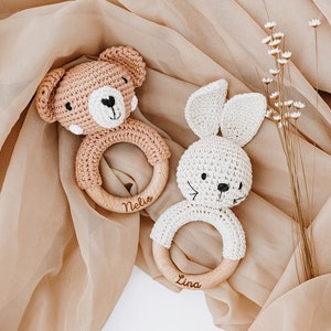 Babygeschenk Geburt, Rassel Baby, Zwillinge Geschenk Geburt, Greifling, Greifling Bär, Geburt Geschenk, Greifling Hase
