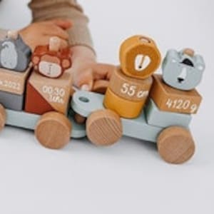 Geburtstagszug, Baby Gift, Zug Geburt personalisiert, Holzzug personalisiert, Geschenk zur Geburt, Trixie Zug, Taufgeschenk