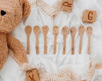Cucchiaio con incisione, posate per bambini legno, posate per bambini, regalo bambino nascita, cucchiaio personalizzato, cucchiaio bambino, posate per bambini