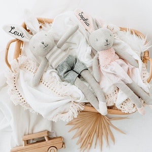 Personalized Bunny Plush, Newborn Baby Gift, Baby Shower Gift, Kids and Baby, Personalized Stuffed Animal, Birth Gift