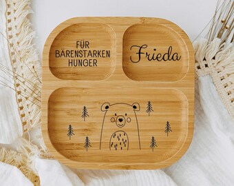 Kinderteller, Taufgeschenk, Babyteller personalisiert, Taufe, Geschenk Geburt, Bambusteller Kinder, Babyteller, Geburt, Wunderwunsch