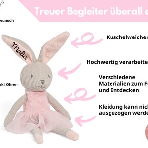 Hase, Kuscheltier personalisiert, Babygeschenke, Geschenk Geburt, Kids and Baby, Kuscheltier Hase, Geburt, Taufe Bild 9