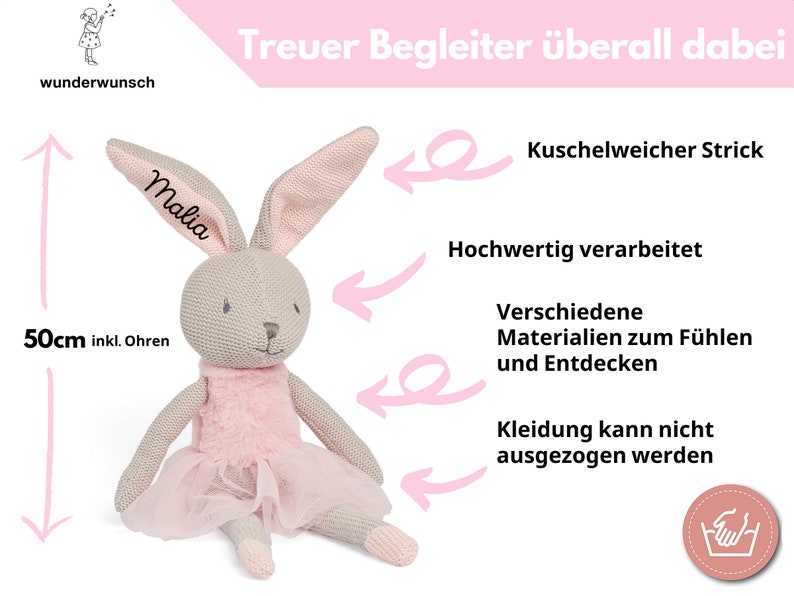 Hase, Kuscheltier personalisiert, Babygeschenke, Geschenk Geburt, Kids and Baby, Kuscheltier Hase, Geburt, Taufe Bild 9