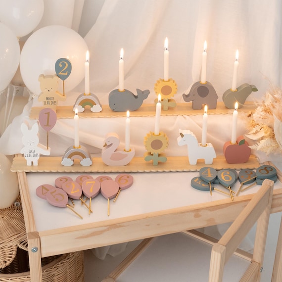 Geburtstagsdekoration Zahlen, Geburtstagsparty Tischdeko, Kindergeburtstag, Geburtstagszug mit Kerzen, Erster Geburtstag, Tischdeko Tiere
