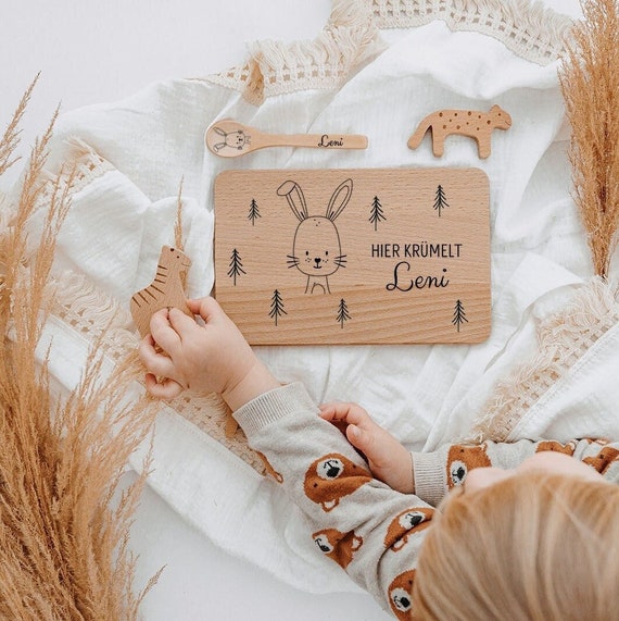 Frühstücksbrett personalisiert, Brettchen personalisiert, Baby Geschenk, Personalisiertes Geschenk Baby, Holzbrett personalisiert