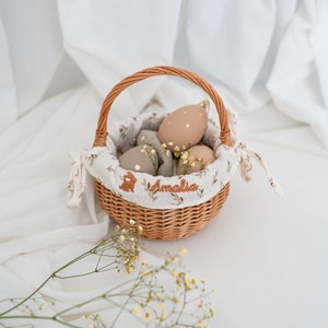 Osterkorb, Osterkörbchen personalisiert, Osternest, Easter Basket, Osterkörbchen Kinder, Personalisierter Osterkorb Creme mit Zweigen