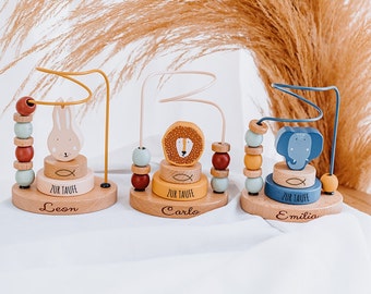 Taufe, Motorikschleife personalisiert, Baby Geschenk, Holzspielzeug Taufe, Taufe Junge, Taufe Mädchen, Taufgeschenk, New mom Gift