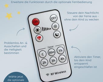 Remote control night light, baby night light, nursery night light, night light base, children's room, night light "Wunderwunsch"