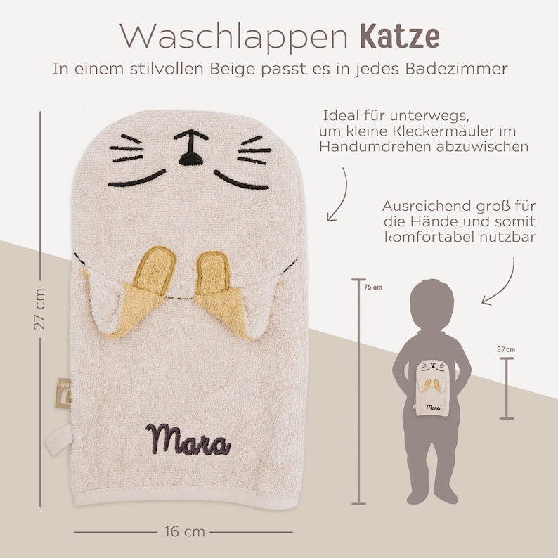 Waschlappen Baby, Waschlappen personalisiert, Waschlappen, Baby Waschlappen, Waschhandschuh, Waschlappen Hund, Waschlappen Katze bild 4