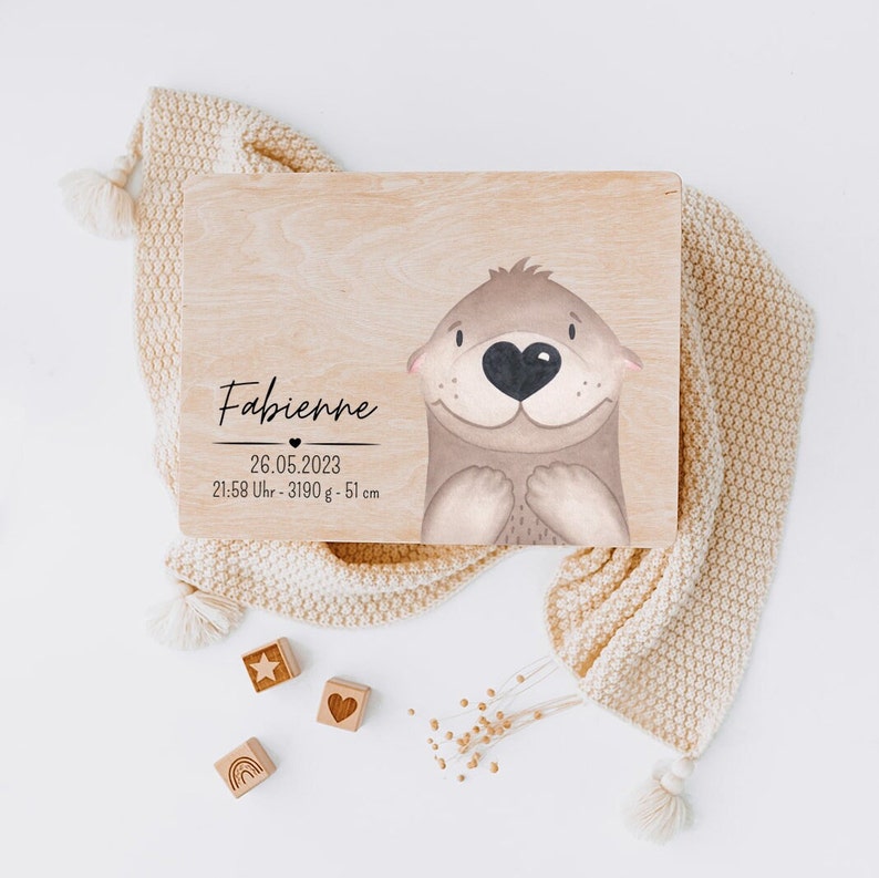 Erinnerungskiste, Erinnerungskiste Baby, Baby, Geschenk Geburt, Erinnerungsbox Baby, Taufgeschenk, Personalisiertes Geschenk Baby Otter