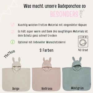 Badeponcho Kinder, Badeponcho Baby, Badetuch Baby, Kapuzenhandtuch mit Name, Baby Handtuch, Baby Bademantel, Kapuzenhandtuch Bild 8